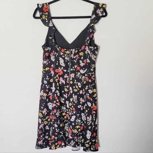 Aidan Mattox Floral Crepe Black Dress Sz8 - Picture 8 of 12